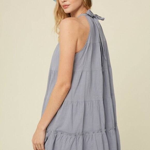 Listicle Gray Asymmetrical Tiered Sundress L Large (stain on inner) - Picture 14 of 14